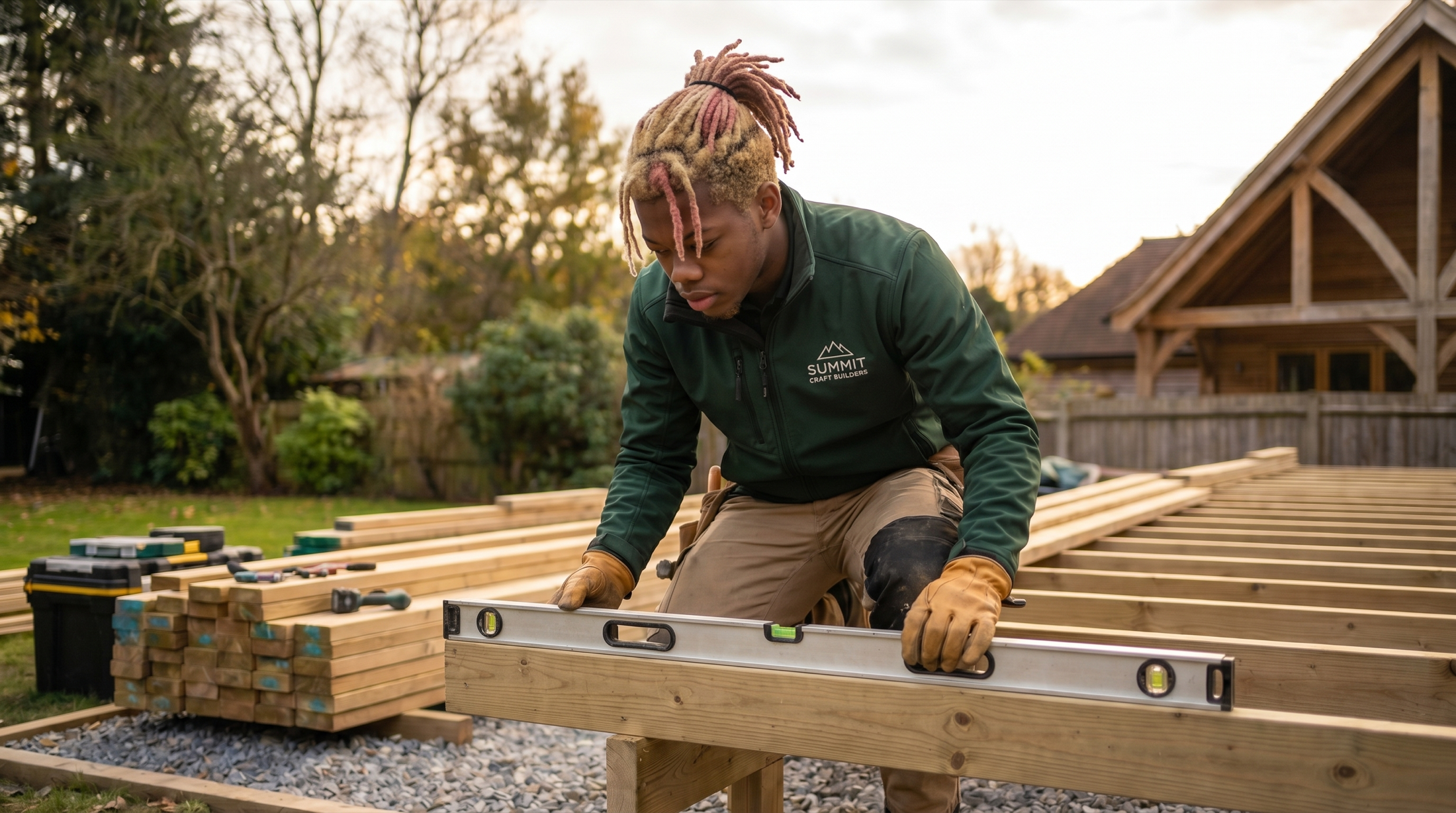 Hassan on a finished deck — the founder of HK Renovations.