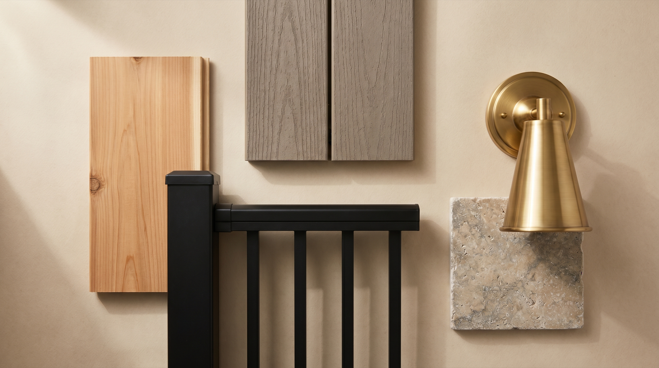 Material samples laid out with editorial precision.